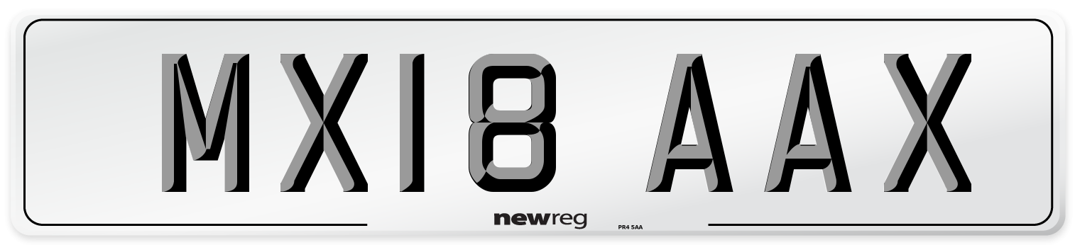 MX18 AAX Number Plate from New Reg